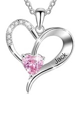 good-looking silver cz heart baby birthstone necklace